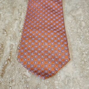 Daniel Cremieux Orange and Silver Geometric Silk Tie